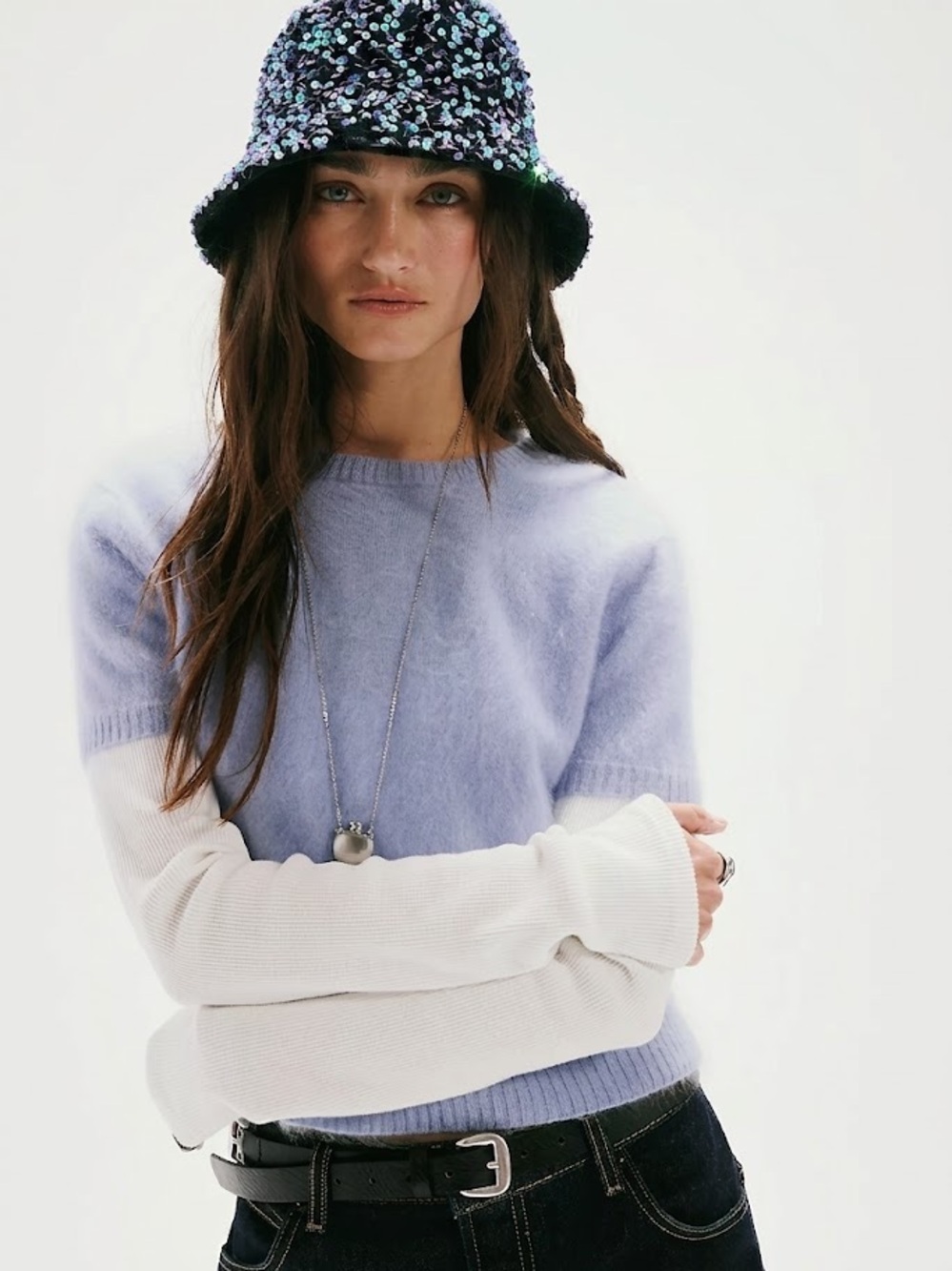 Black Sequin Bucket Hat with Iridescent Accents